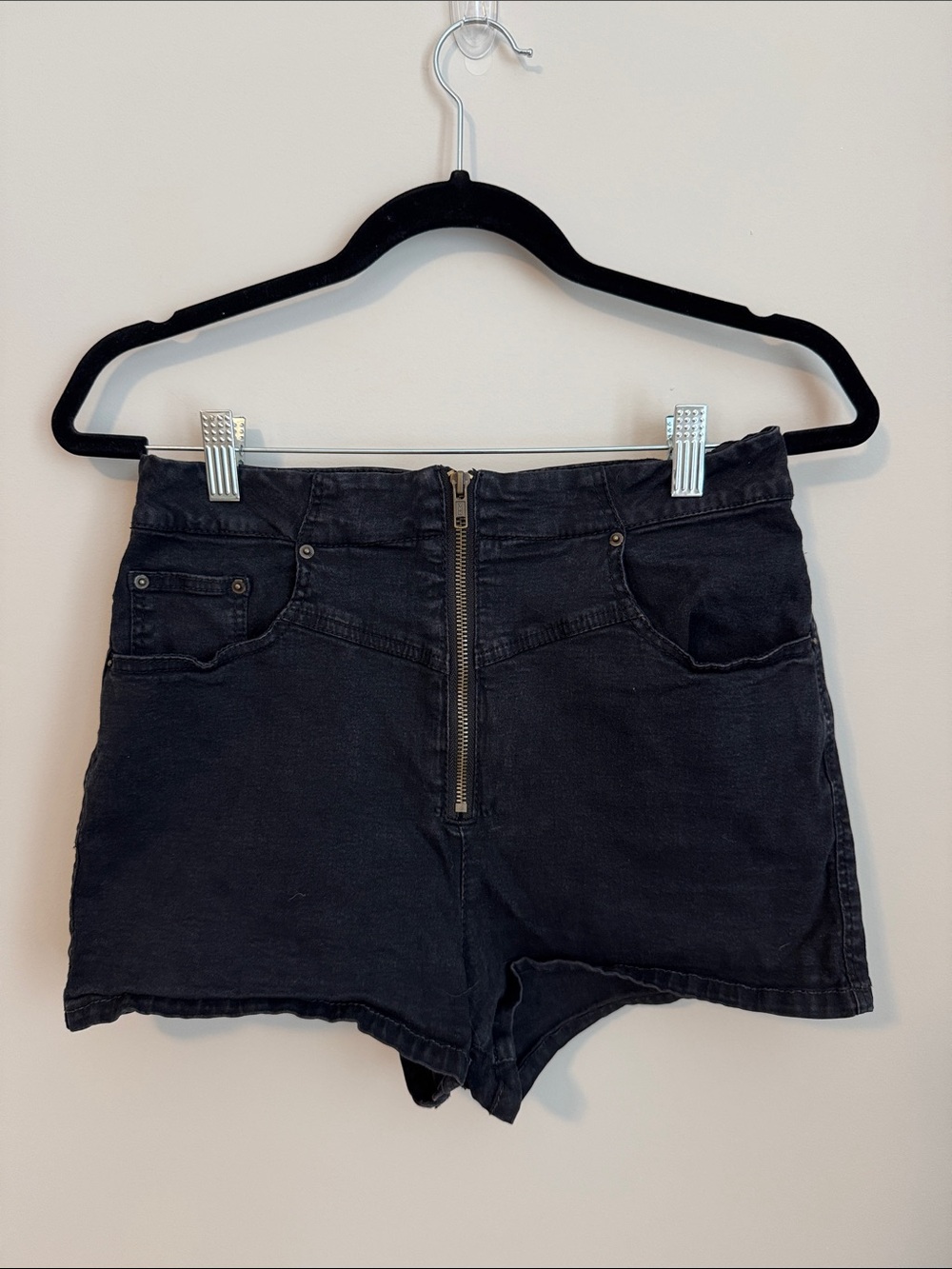 BDG Black Super High-Rise Denim Shorts with Front Zip